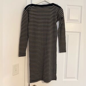 S.N.S. Herning Superfine Wool Navy & Cream Striped Women’s Dress